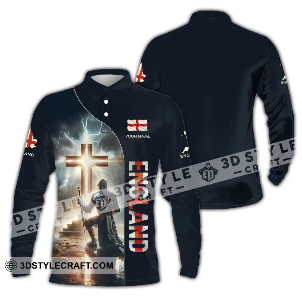 Unisex Shirt - Custom Text Guardian Of England Long Sleeve Polo / S T-Shirt