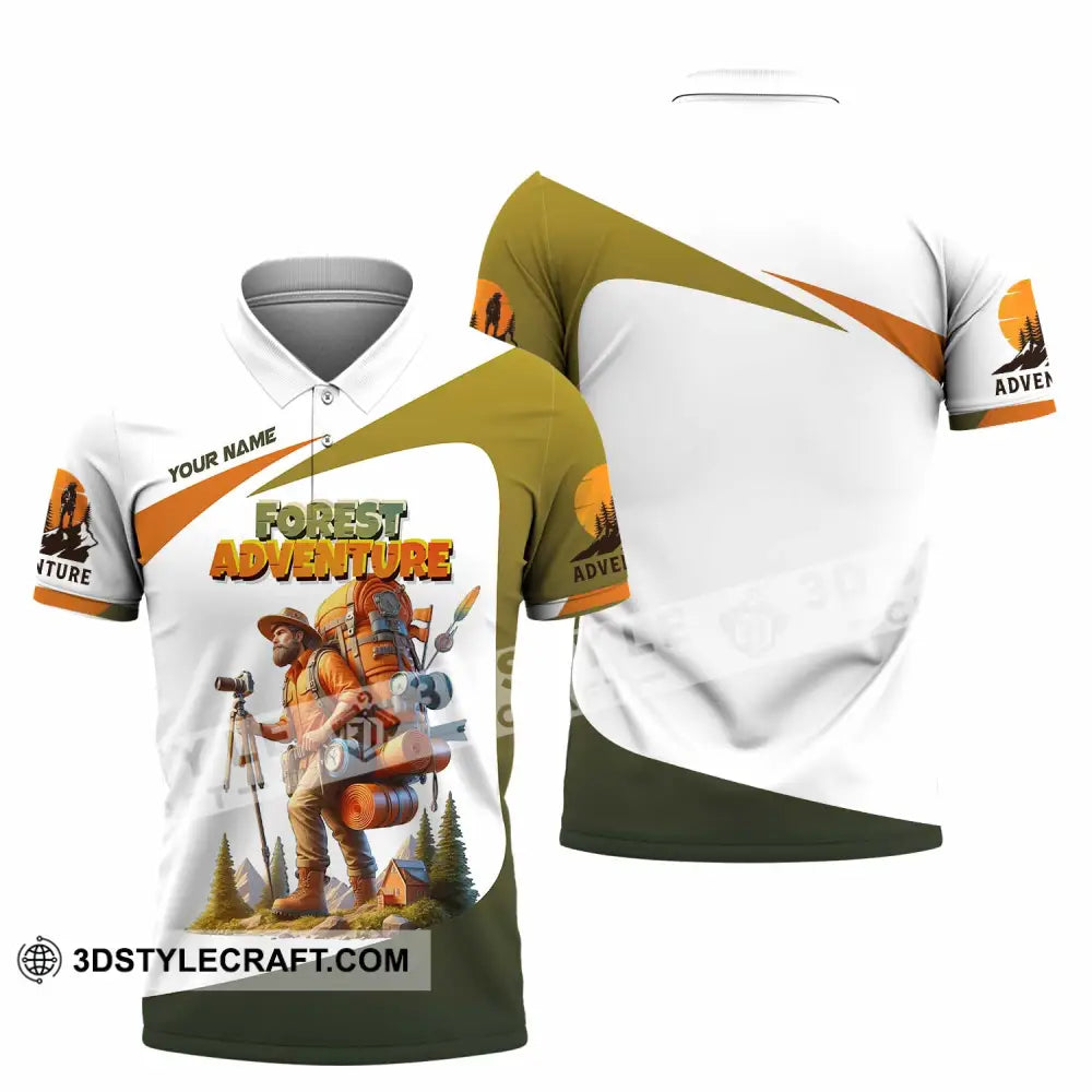 Unisex Shirt - Custom Text Shirt Hiking Forest Adventure Polo Shirt / S T-shirt
