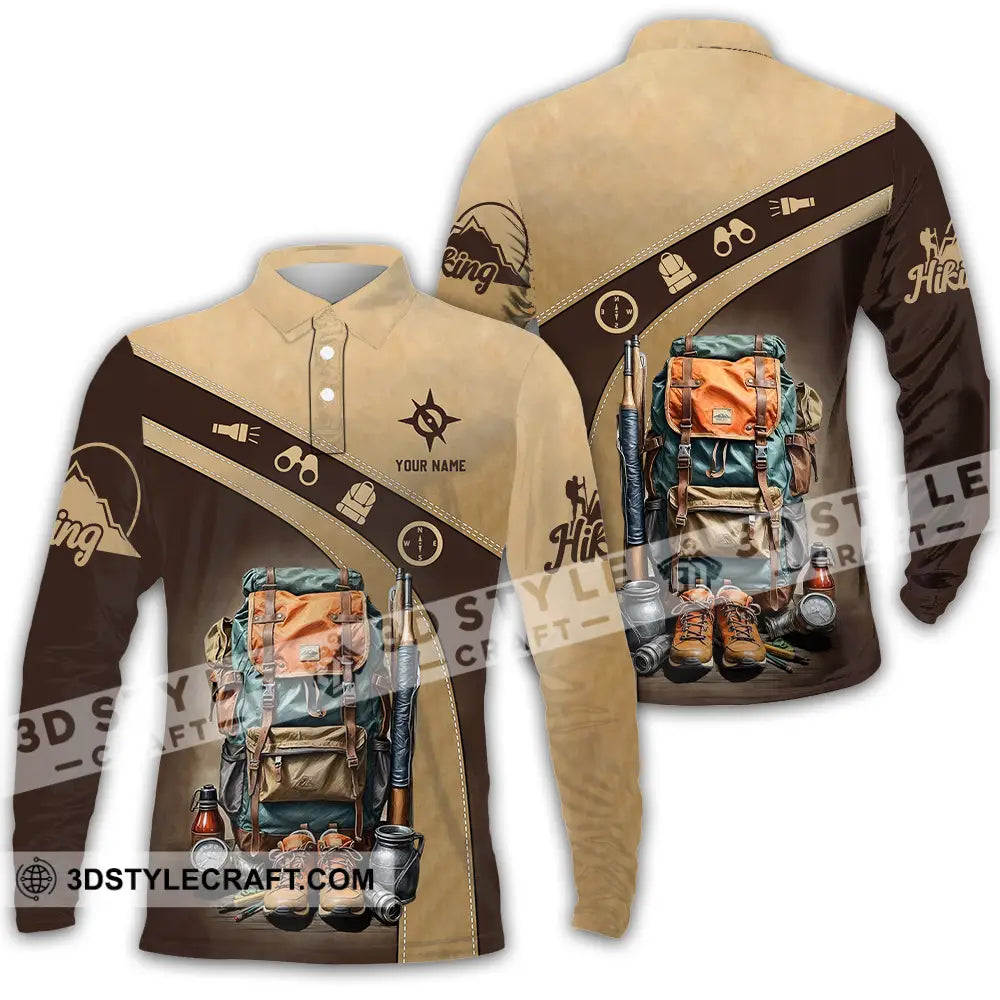 Unisex Shirt - Custom Text Shirt Hiking Shirt Long Sleeve Polo / S T-shirt