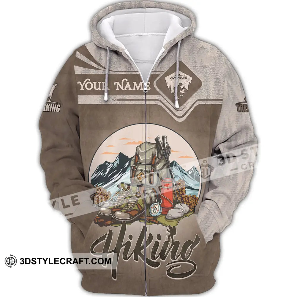 Unisex Shirt - Custom Text Shirt Hiking Zipper Hoodie / S T-shirt