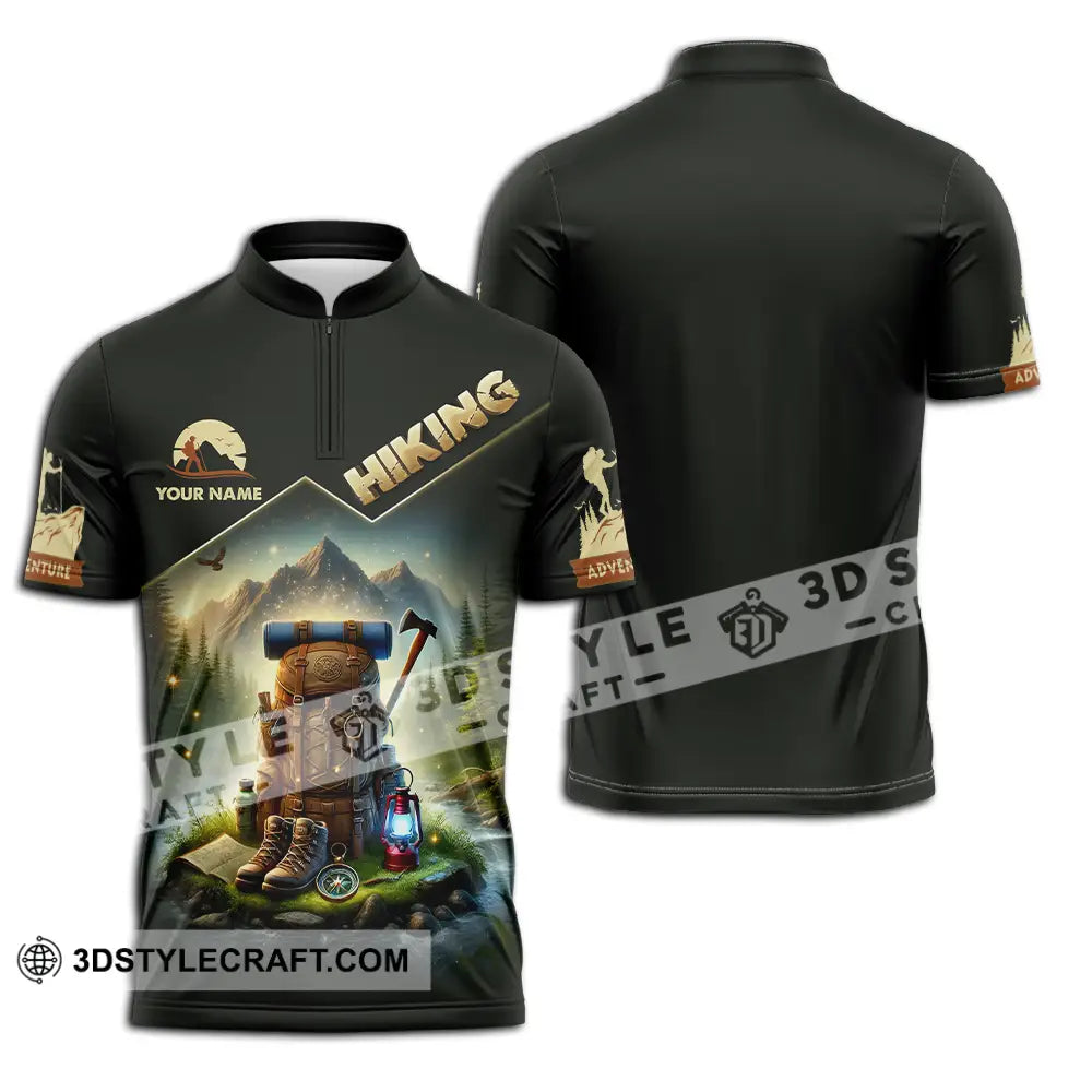 Unisex Shirt - Custom Text Hiking Zipper Polo / S T-Shirt