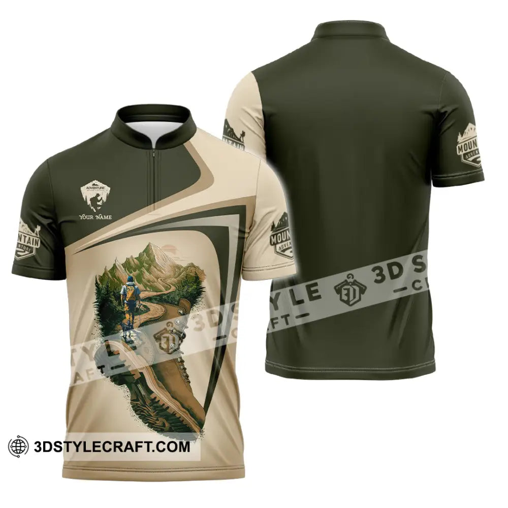 Unisex Shirt - Custom Text Shirt Hiking Zipper Polo Shirt / S T-shirt