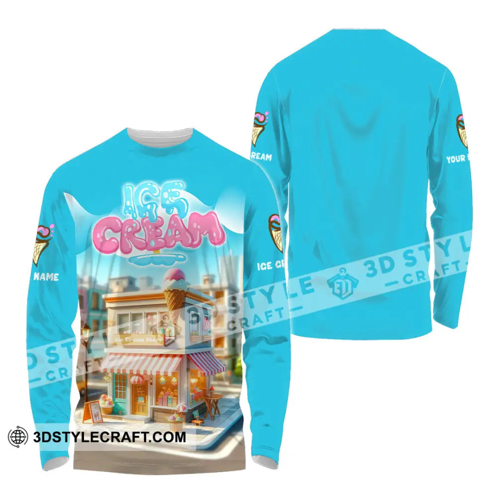 Unisex Shirt - Custom Text Ice Cream Long Sleeve / S T-Shirt