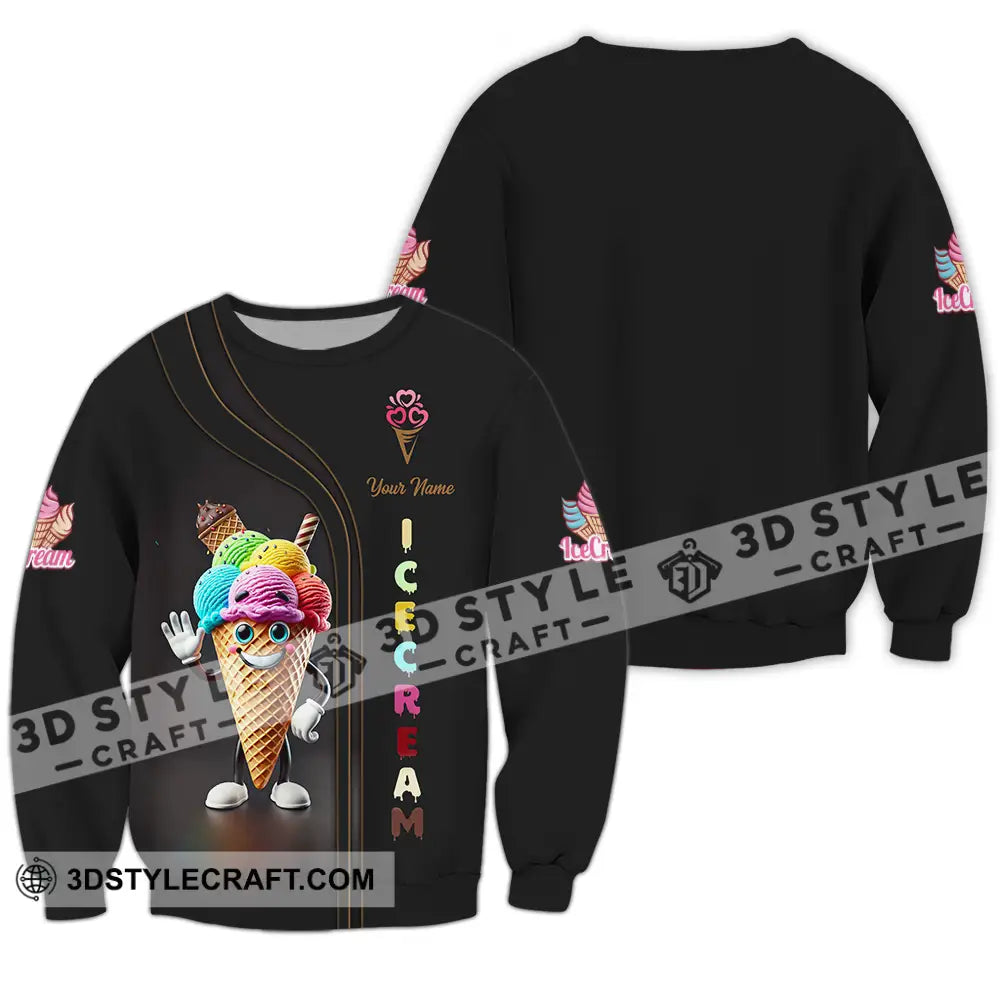 Unisex Shirt - Custom Text Ice Cream Long Sleeve / S T-Shirt