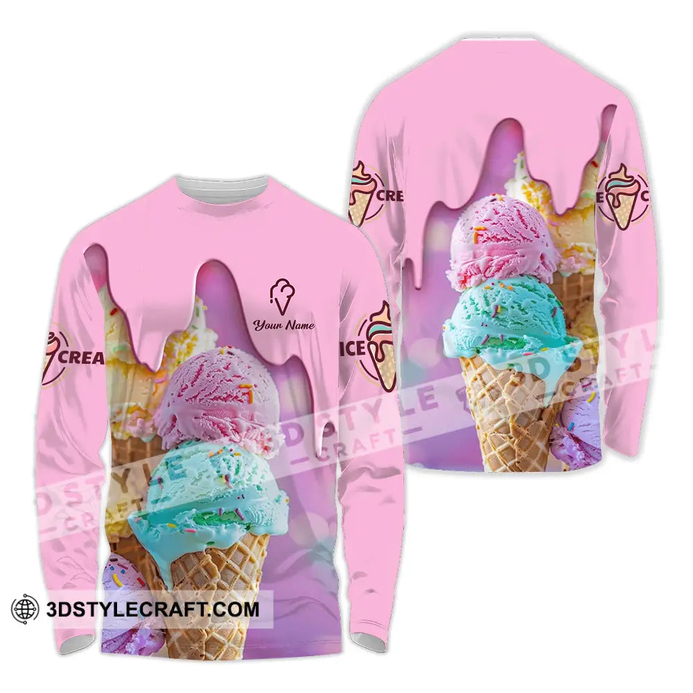 Unisex Shirt - Custom Text Shirt Ice Cream Shirt Long Sleeve Shirt / S T-shirt