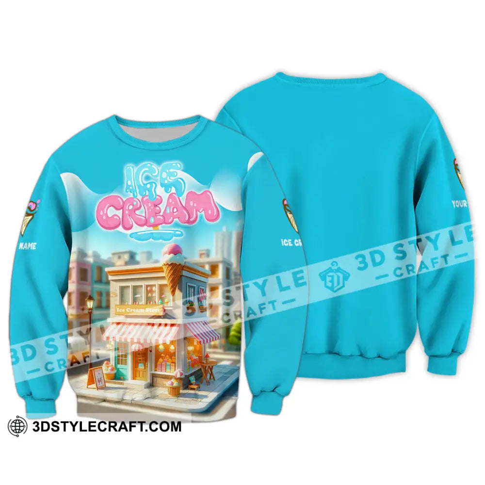 Unisex Shirt - Custom Text Ice Cream Long Sleeve / S T-Shirt