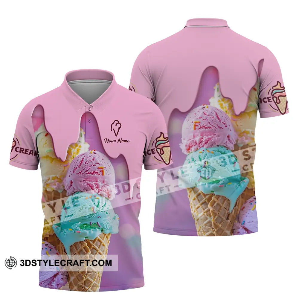 Unisex Shirt - Custom Text Shirt Ice Cream Shirt Polo Shirt / S T-shirt