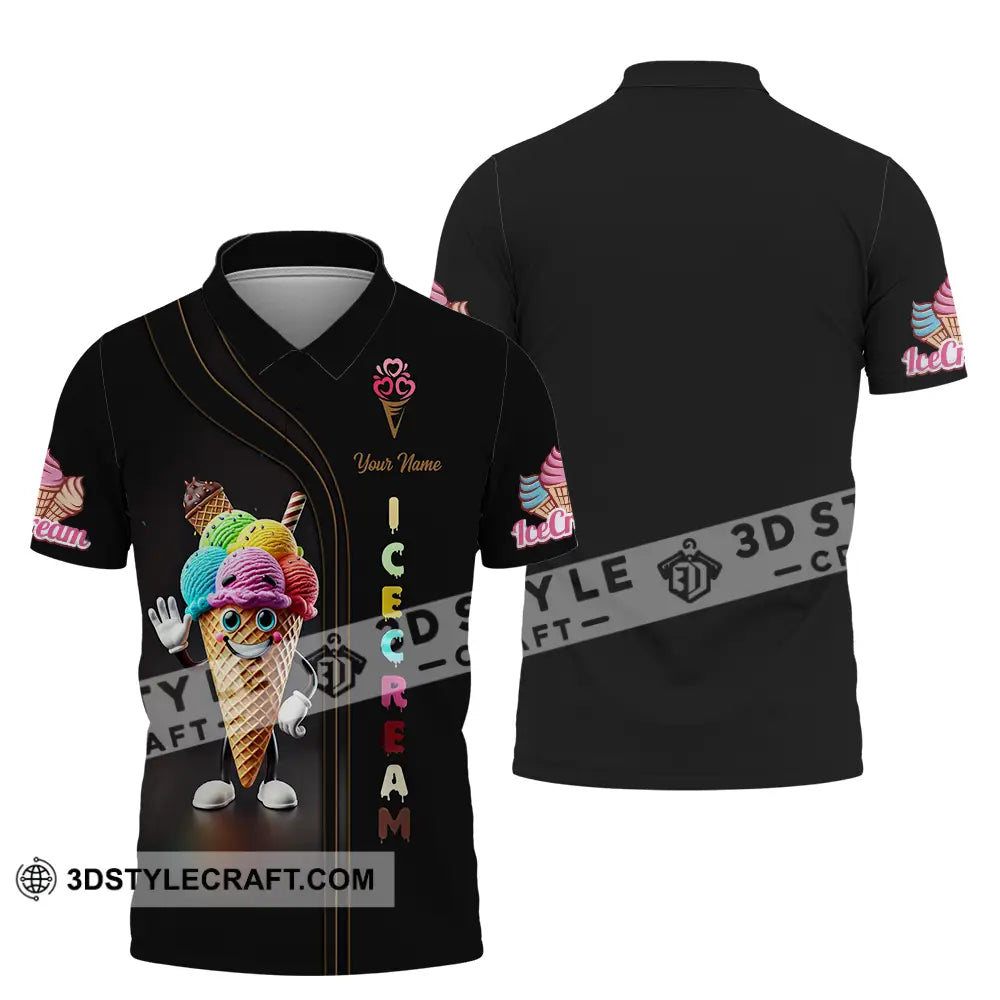Unisex Shirt - Custom Text Ice Cream Polo / S T-Shirt