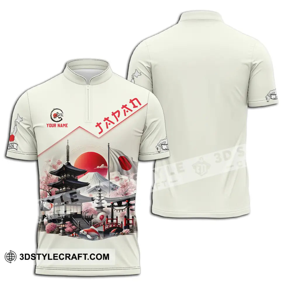 Unisex Shirt - Custom Text Japan Zipper Polo / S T-Shirt