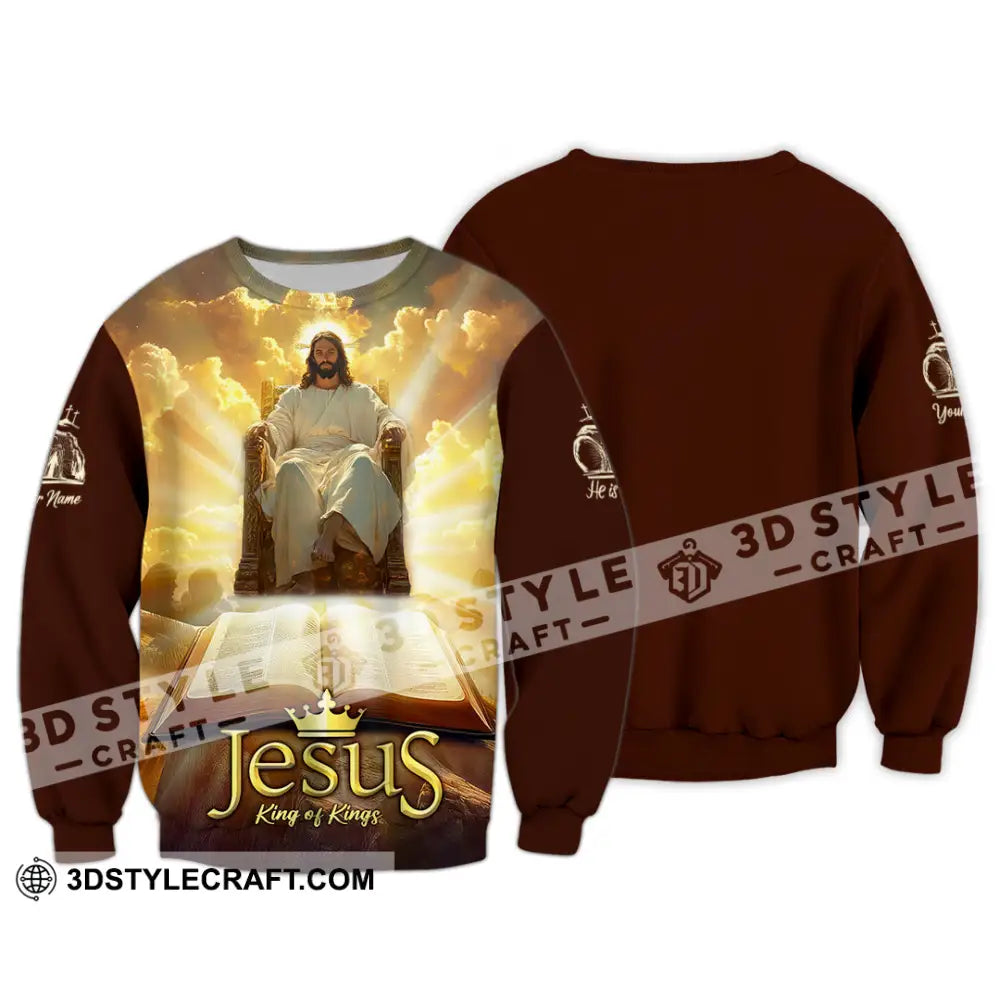 Unisex Shirt - Custom Text Jesus King Of Kings Long Sleeve / S T-Shirt