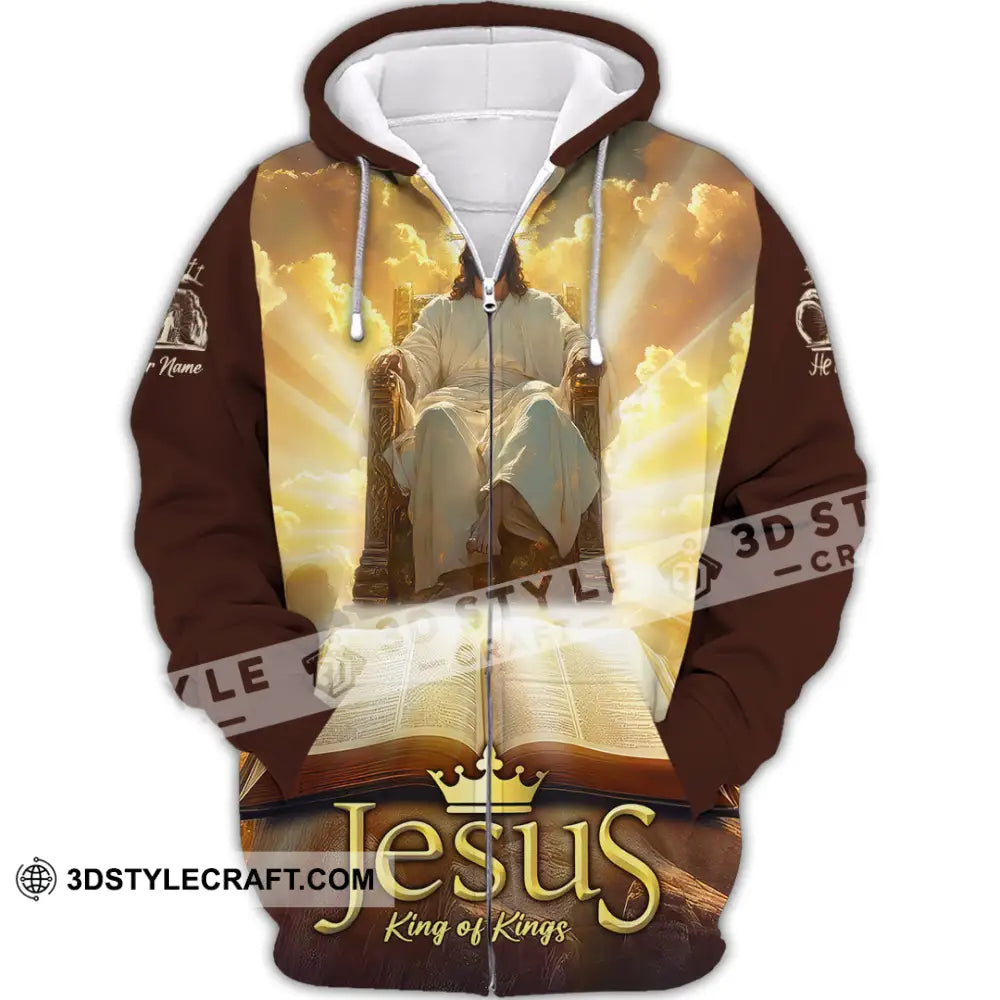 Unisex Shirt - Custom Text Jesus King Of Kings Zipper Hoodie / S T-Shirt