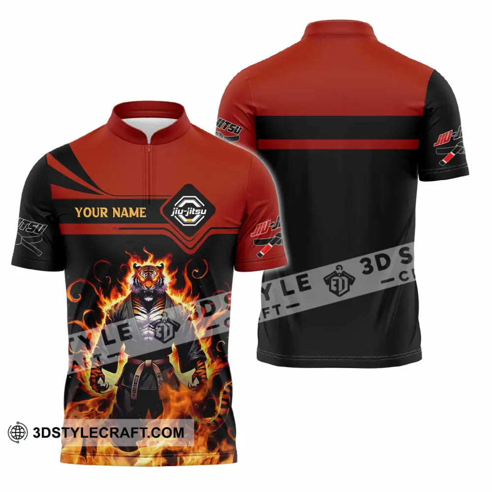Unisex Shirt - Custom Text Shirt Jiu Jitsu Shirt Zipper Polo Shirt / S T-shirt