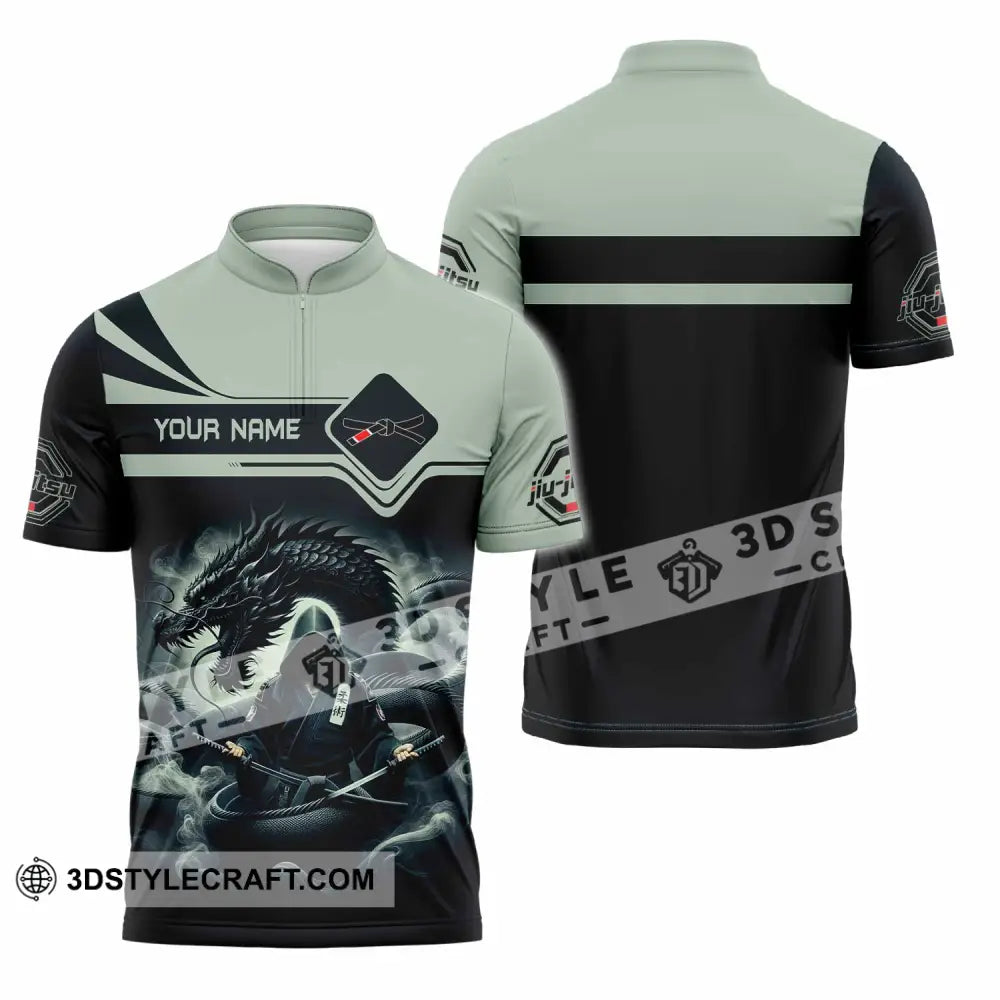 Unisex Shirt - Custom Text Shirt Jiu Jitsu Zipper Polo Shirt / S T-shirt