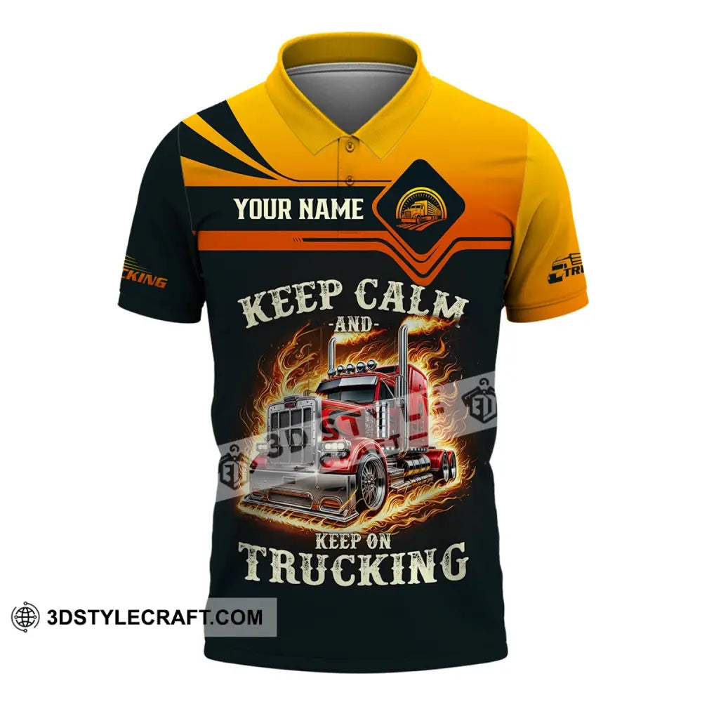 Unisex Shirt - Custom Text Keep Calm And On Trucking Polo / S T-Shirt