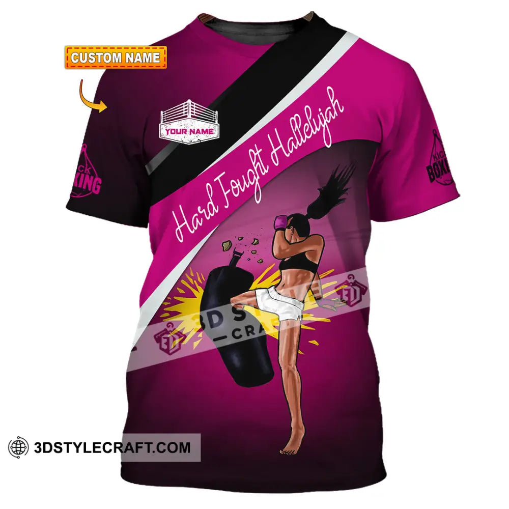 Unisex Shirt - Custom Text Kick Boxing Hard Fought Hallelujah T-Shirt