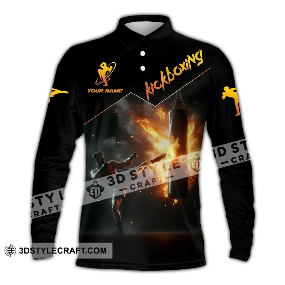 Unisex Shirt - Custom Text Kickboxing Long Sleeve Polo / S T-Shirt