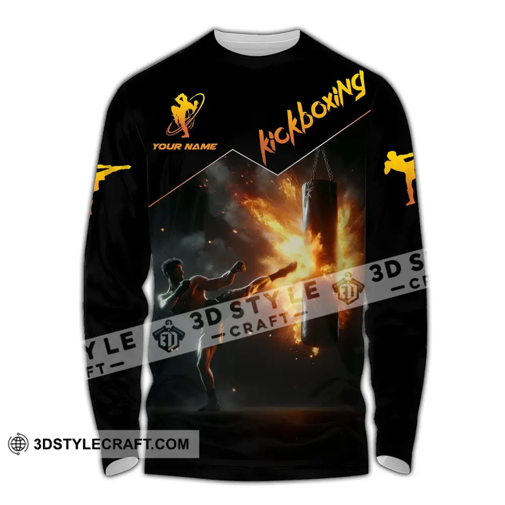 Unisex Shirt - Custom Text Kickboxing Long Sleeve / S T-Shirt