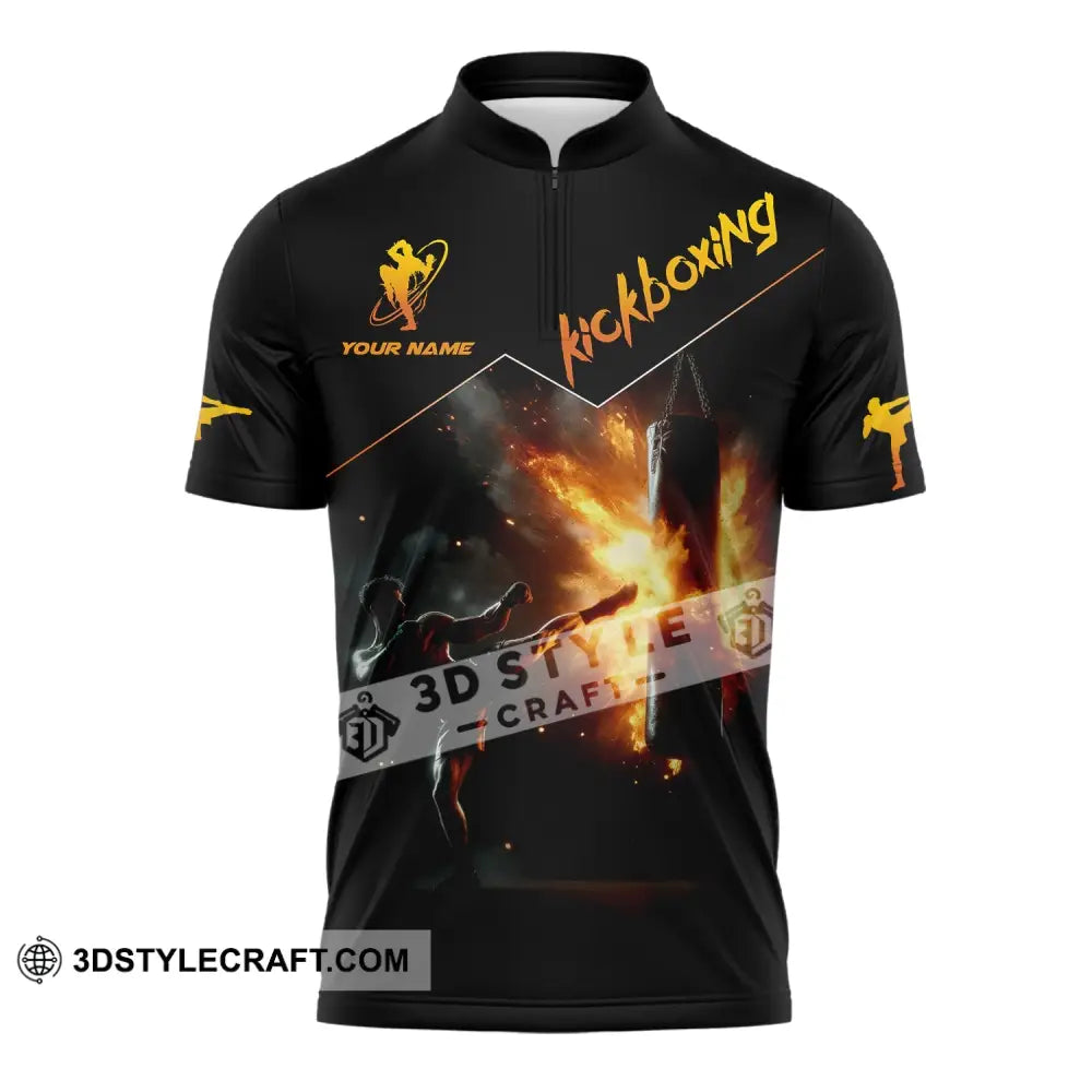 Unisex Shirt - Custom Text Kickboxing Zipper Polo / S T-Shirt