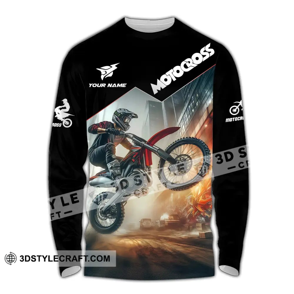 Unisex Shirt - Custom Text Motocross Long Sleeve / S T-Shirt