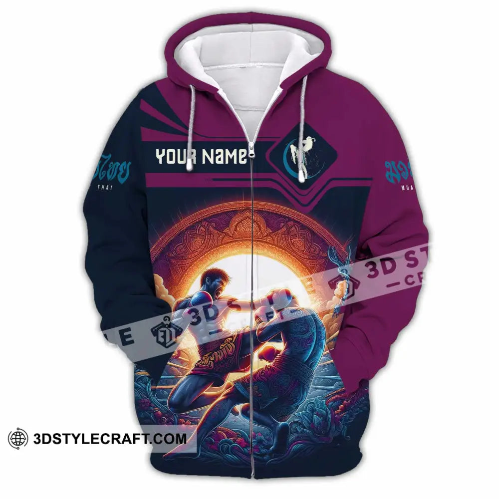 Unisex Shirt - Custom Text Shirt Muay Thai Shirt Zipper Hoodie / S T-shirt