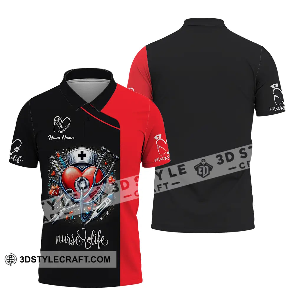 Unisex Shirt - Custom Text Nursing Shirt Nurse Life Polo Shirt / S T-shirt