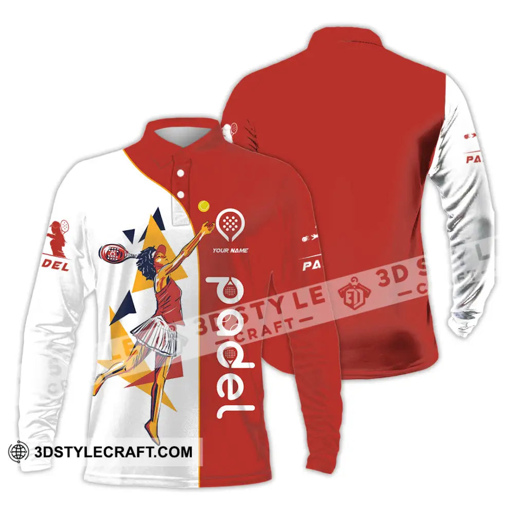 Unisex Shirt - Custom Text Shirt Padel Long Sleeve Polo / S T-shirt