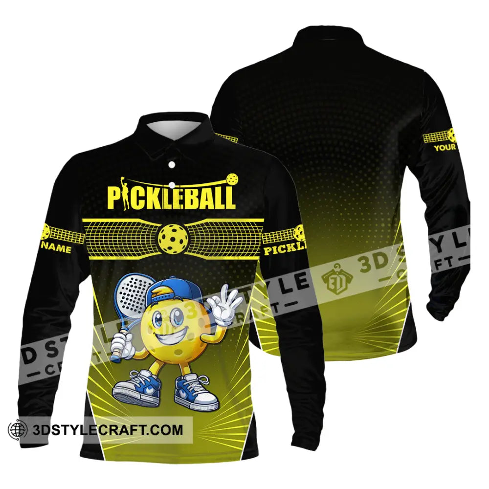 Unisex Shirt - Custom Text Shirt Pickle Ball Shirt Long Sleeve Polo / S T-shirt