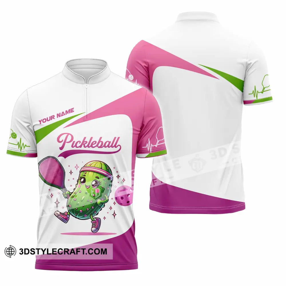 Unisex Shirt - Custom Text Shirt Pickleball Shirt Zipper Polo Shirt / S T-shirt