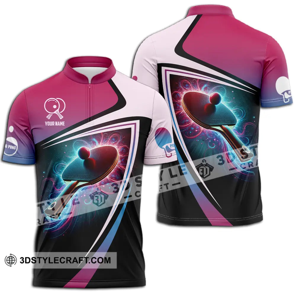 Unisex Shirt - Custom Text Shirt Ping Pong Shirt Zipper Polo Shirt / S T-shirt