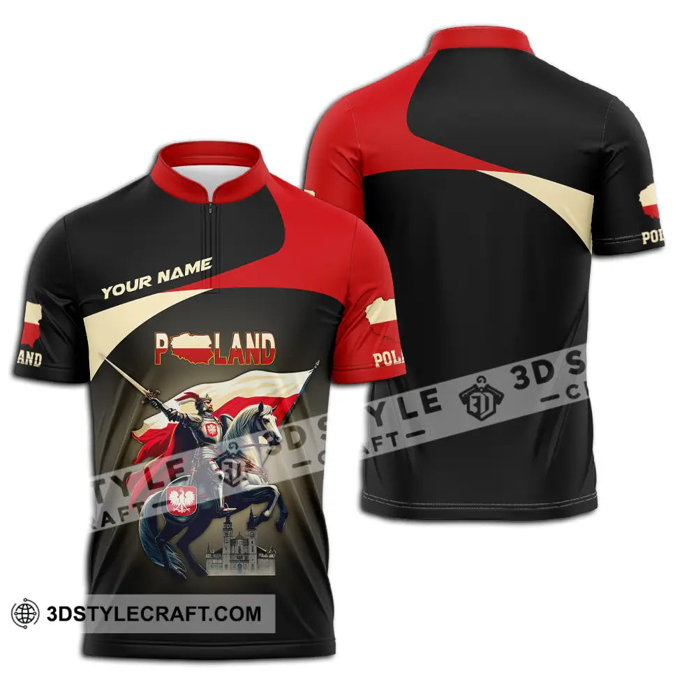 Unisex Shirt - Custom Text Poland Zipper Polo / S T-Shirt