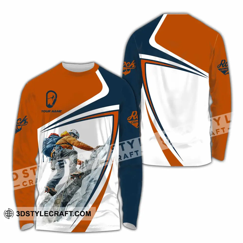 Unisex Shirt - Custom Text Shirt Rock Climb Long Sleeve Shirt / S T-shirt
