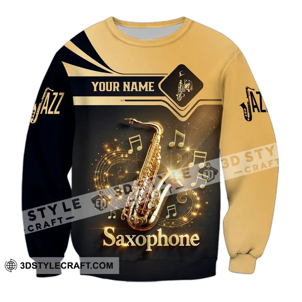 Unisex Shirt - Custom Text Saxophone Long Sleeve / S T-Shirt