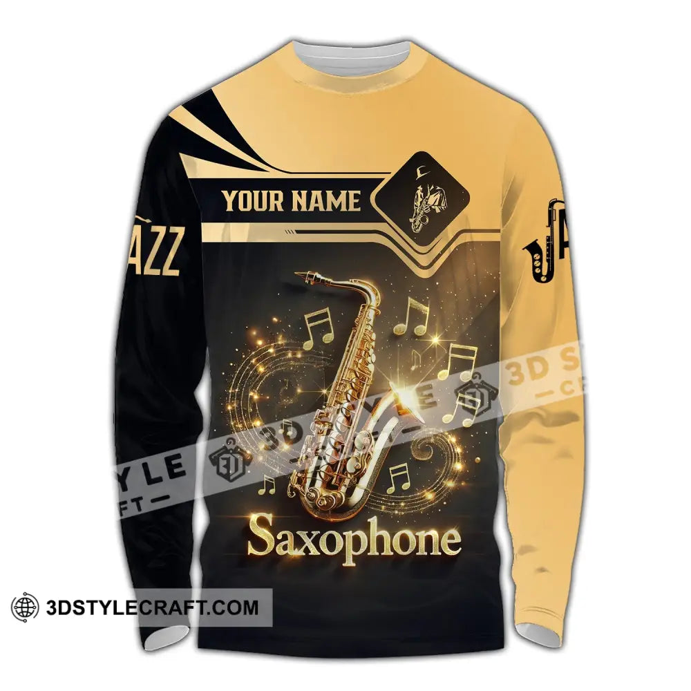 Unisex Shirt - Custom Text Saxophone Long Sleeve / S T-Shirt