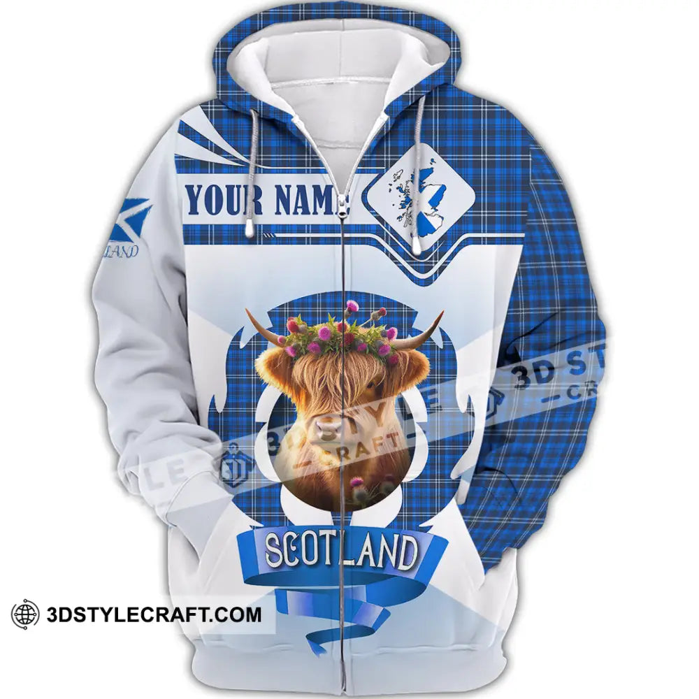 Unisex Shirt - Custom Text Shirt Scotland Highland Cow Shirt Zipper Hoodie / S T-shirt