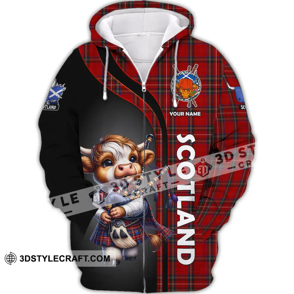 Unisex Shirt - Custom Text Shirt Scotland Highland Cow Shirt Zipper Hoodie / S T-shirt