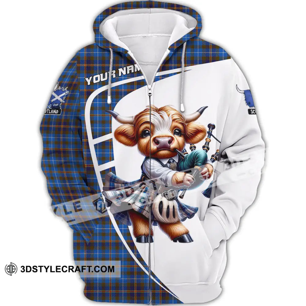 Unisex Shirt - Custom Text Shirt Scotland Highland Cow Shirt Zipper Hoodie / S T-shirt