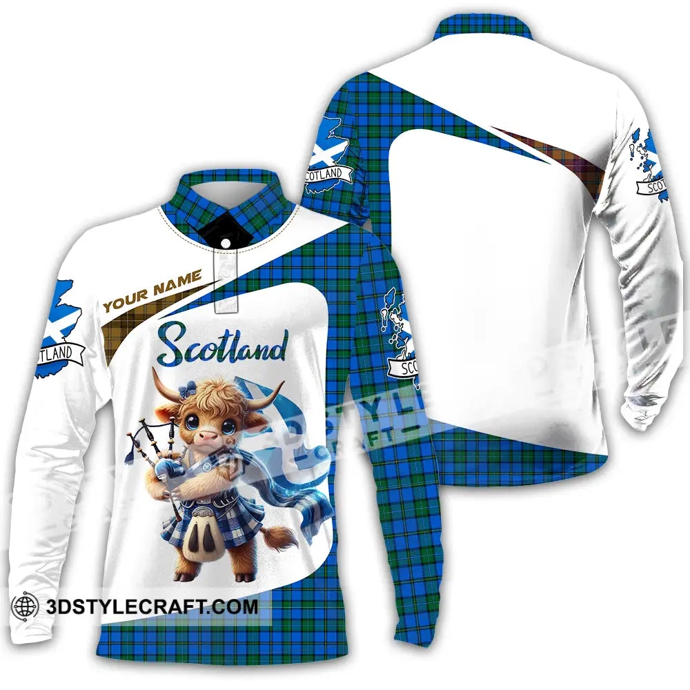 Unisex Shirt - Custom Text Scotland Long Sleeve Polo / S T-Shirt