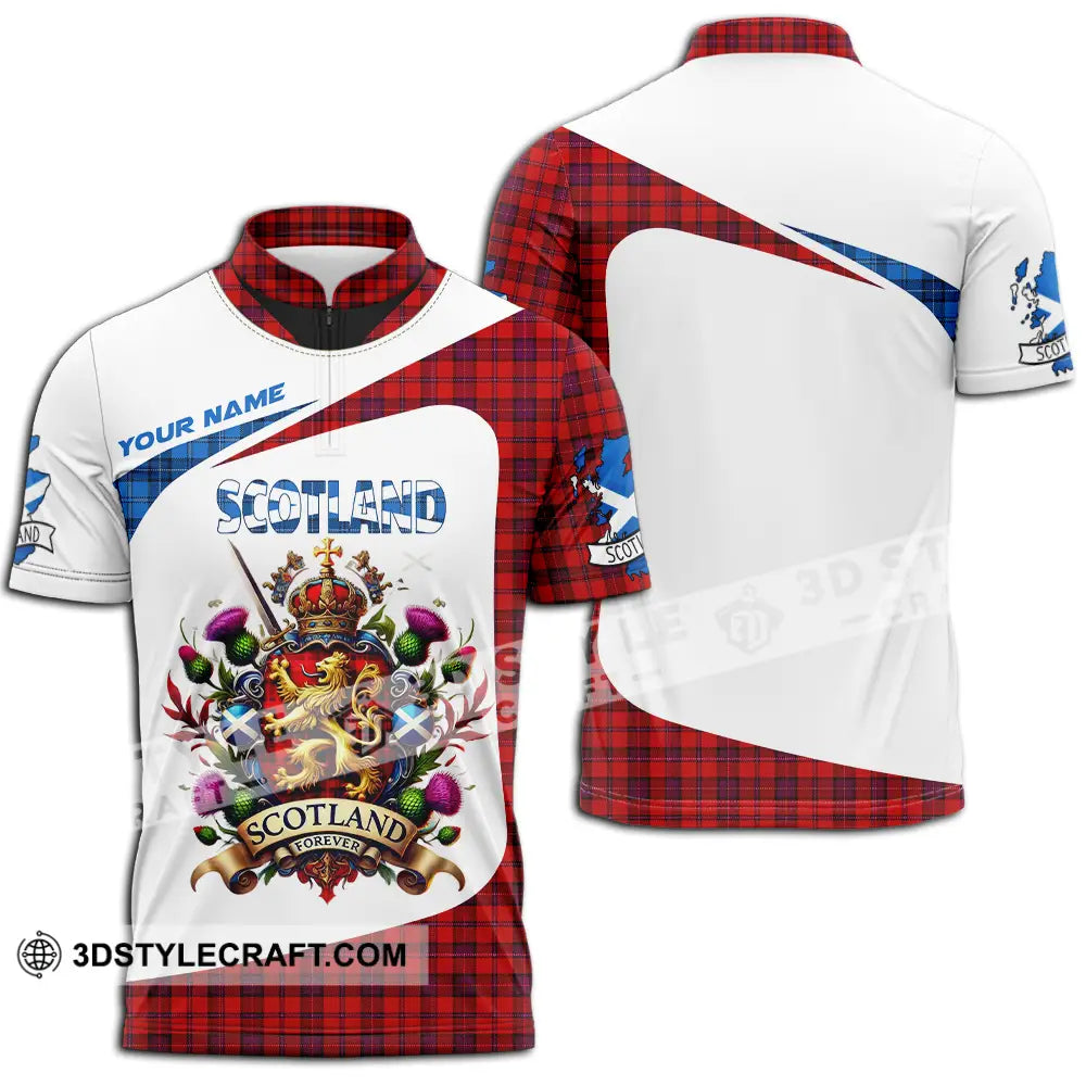 Unisex Shirt - Custom Text Shirt Scotland Shirt Zipper Polo Shirt / S T-shirt