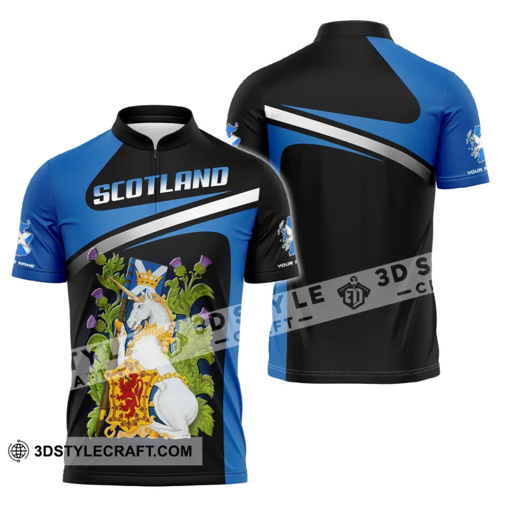 Unisex Shirt - Custom Text Shirt Scotland Shirt Zipper Polo Shirt / S T-shirt