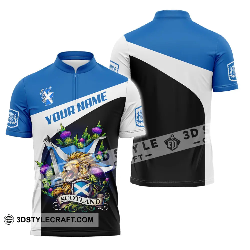 Unisex Shirt - Custom Text Shirt Scotland Shirt Zipper Polo Shirt / S T-shirt