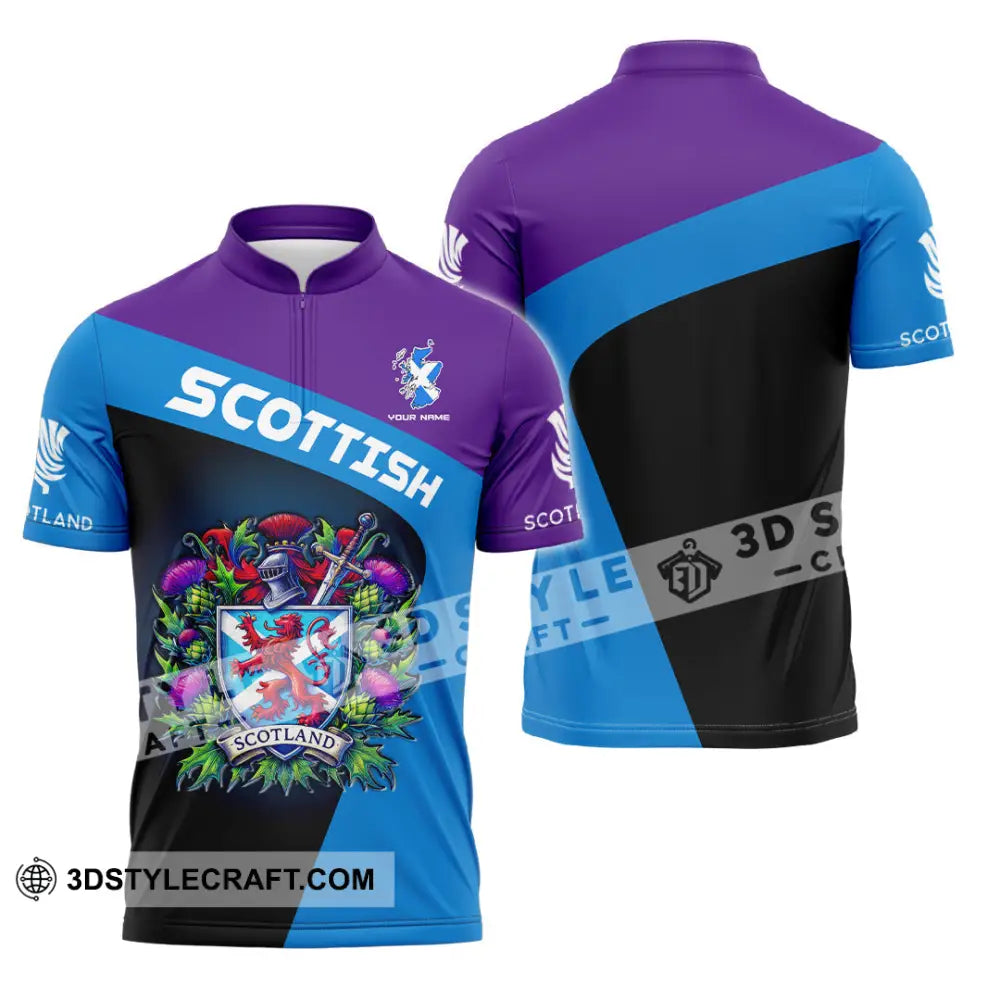 Unisex Shirt - Custom Text Shirt Scottish Shirt Zipper Polo Shirt / S T-shirt