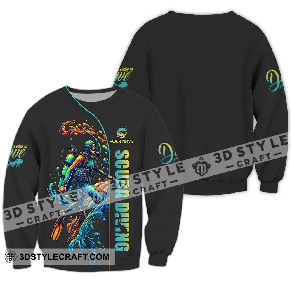 Unisex Shirt - Custom Text Scuba Diving Long Sleeve / S T-Shirt