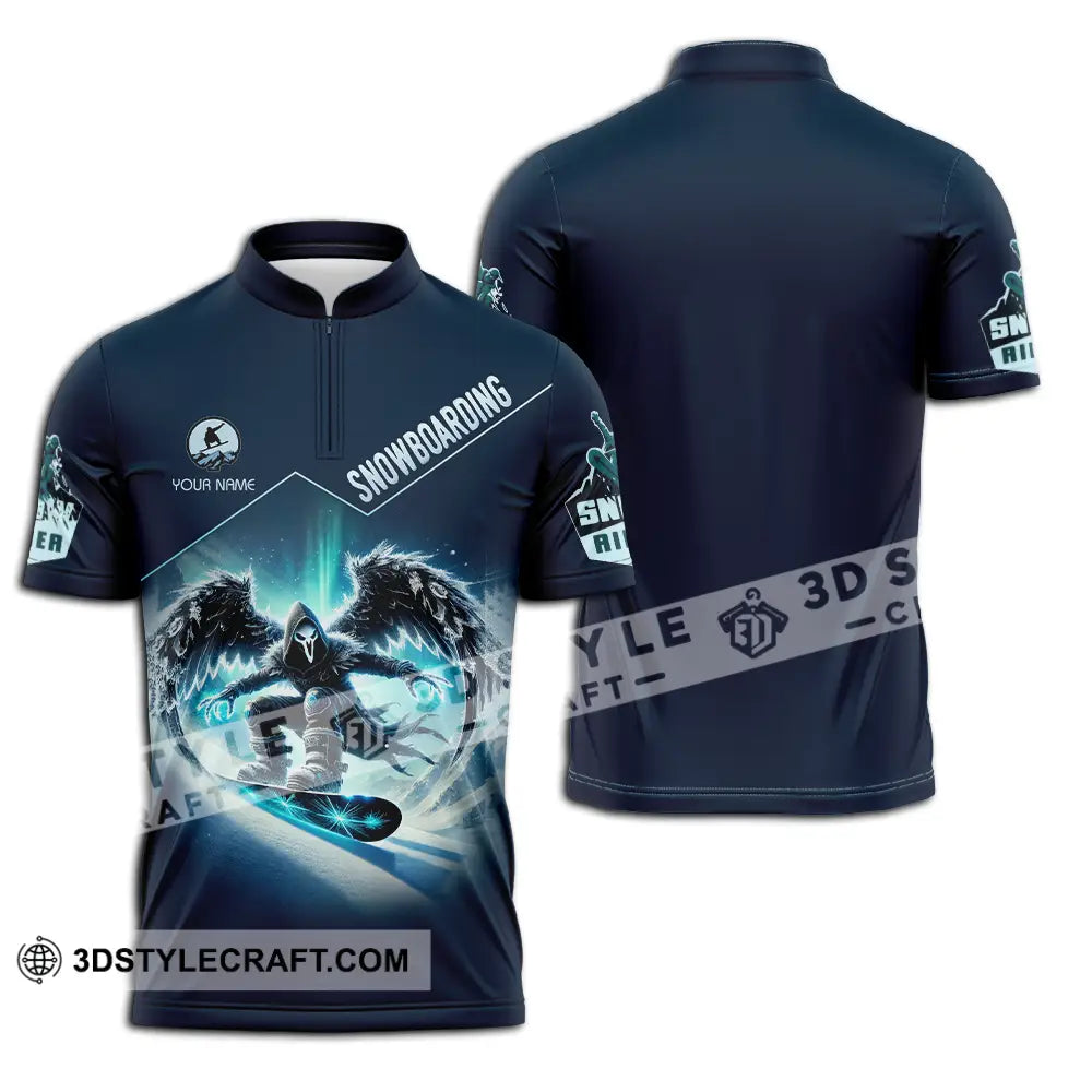 Unisex Shirt - Custom Text Snow Boarding Zipper Polo / S T-Shirt