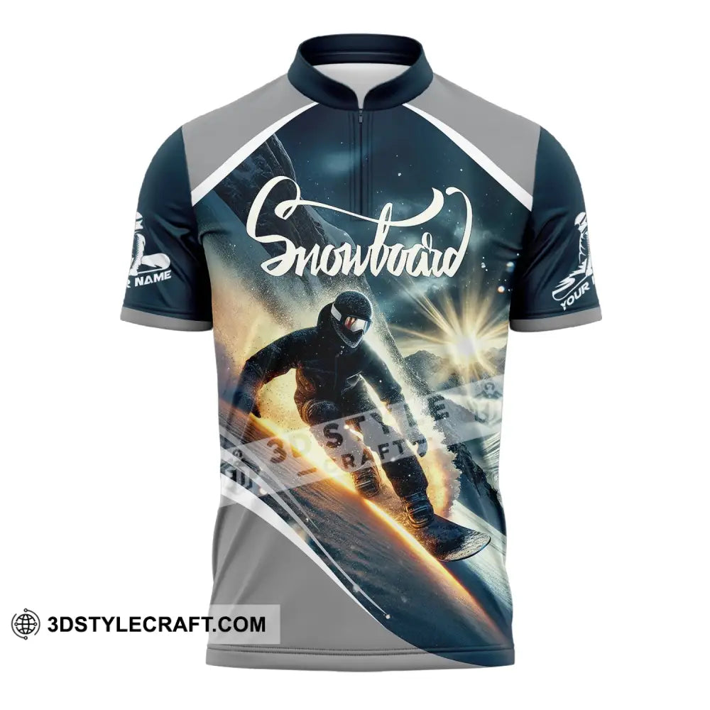 Unisex Shirt - Custom Text Snowboard Zipper Polo / S T-Shirt