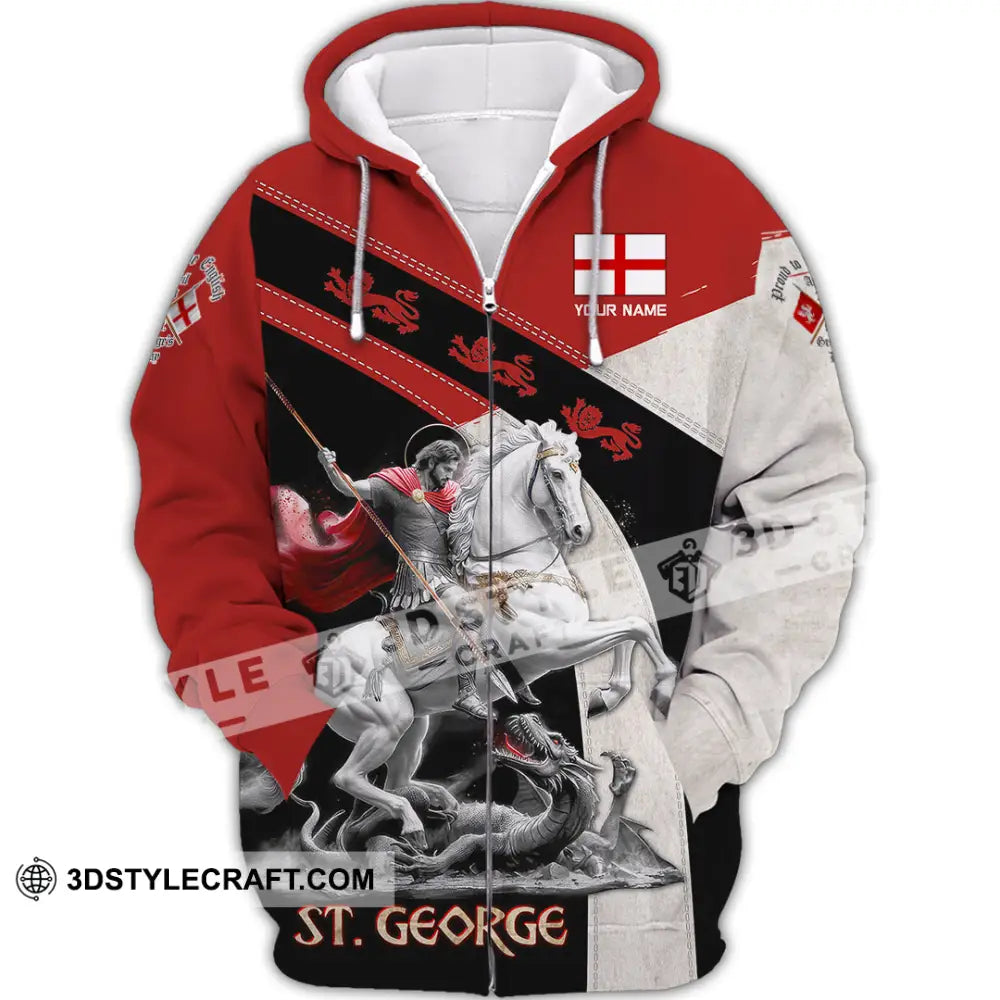 Unisex Shirt - Custom Text Shirt ST.George Templar Knight England Shirt Zipper Hoodie / S T-shirt
