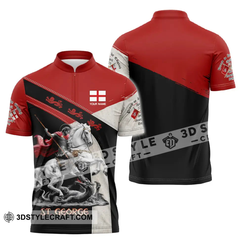 Unisex Shirt - Custom Text Shirt ST.George Templar Knight England Shirt Zipper Polo Shirt / S T-shirt