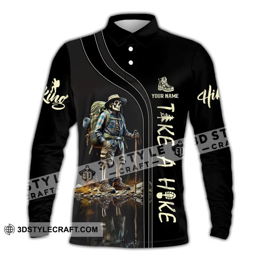 Unisex Shirt - Custom Text Take A Hike Long Sleeve Polo / S T-Shirt
