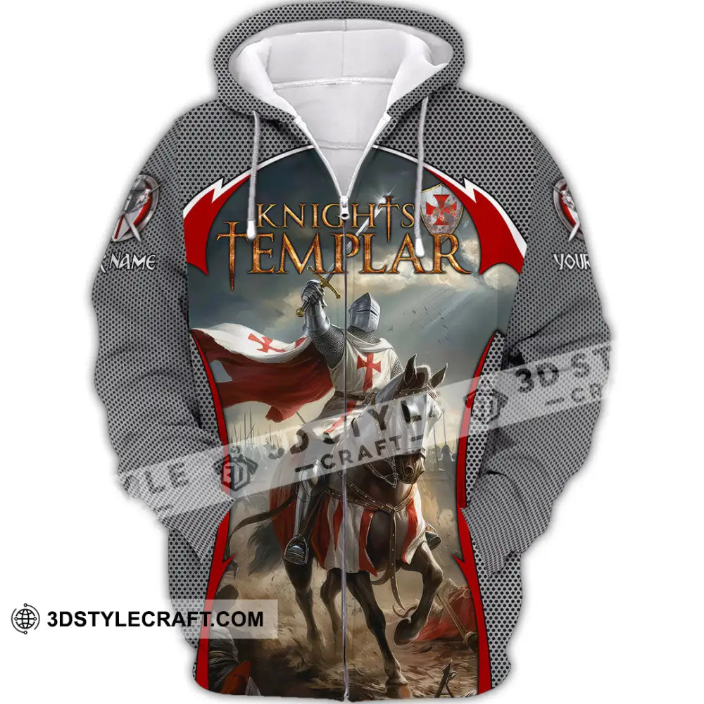 Unisex Shirt - Custom Text Shirt Templar Knight England Shirt Zipper Hoodie / S T-shirt
