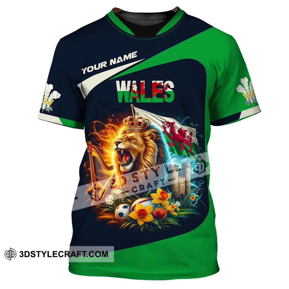 Unisex Shirt - Custom Text Wales Lion T-Shirt / S T-Shirt