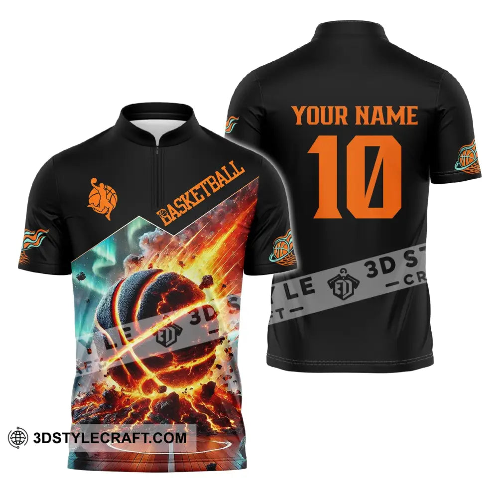 Unisex Shirt - Custom Texts Basketball Zipper Polo / S T-Shirt